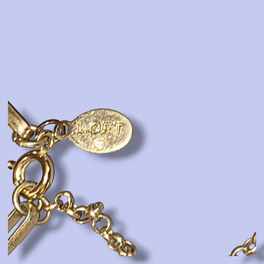 Loft Gold Tone Chain White MOP & Rose Quartz Pendent Charm‎ Necklace